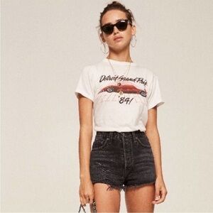 REFORMATION JEANS Dixie High Rise Jean Short Pacific Black Sz 26